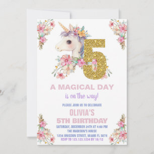 Convites Floral Unicorn - Vozes de Aniversário