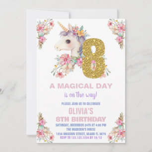 Convites Floral Unicorn - Vozes de Aniversário