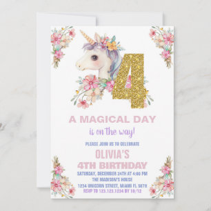 Convites Floral Unicorn - Vozes de Aniversário