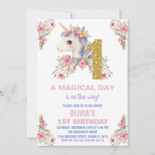 Convites Floral Unicorn - Vozes de Aniversário