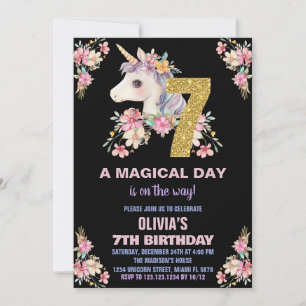 Convites Floral Unicorn - Vozes de Aniversário
