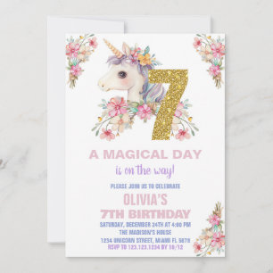 Convites Floral Unicorn - Vozes de Aniversário