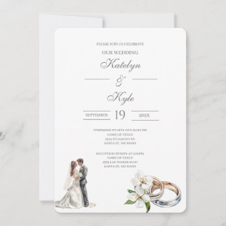 Convites Floral verde com anel Casamento Espanhol