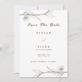 Convites Floral Verde-Elegante Guarde A Placa De Data