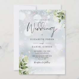 Convites Floral Verde Elegante Monograma Casamento de Inver