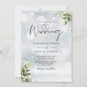 Convites Floral Verde Elegante Monograma Casamento de Inver