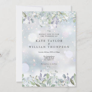 Convites Floral Verde Floral Salvia Lilás Casamento de Inve