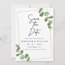 Convites Floral Verde Minimalista Salve a Data
