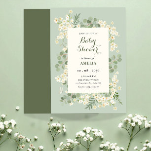 Convites Floral verde pastel