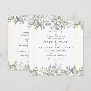Convites Floral Verde Tudo Em Um Quadrado Casamento