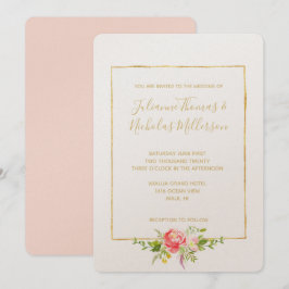 Convites Floral Vermelho Cor-de-Rosa Branco