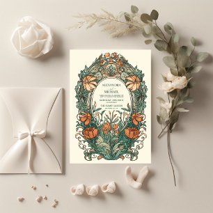 Convites Floral Vintage Art Nouveau Wedding
