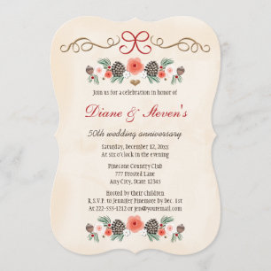 CONVITES FLORAL VINTAGE DE PINHA DE NATAL ANIVERSÁRIO