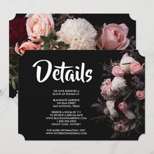 Convites Floral vintage escuro   (Frente/Verso)