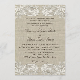 Convites Floral Vintage Lace Design Wedding