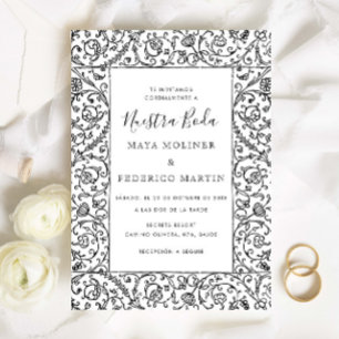 Convites Floral Vintage Preto & Branco Nuestra Boda Casamen