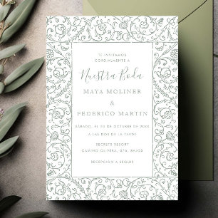 Convites Floral Vintage Sage Verde Nossa Noiva Casamento