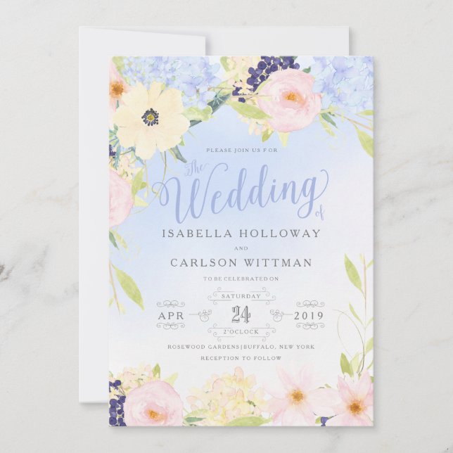 Convites Floral Vintage Spring Wedding (Frente)