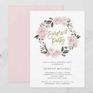 Convites Floral Vintage   Surpresa com Aquarela Rosa