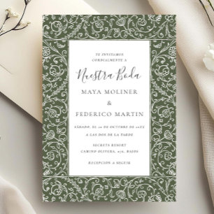Convites Floral Vintage Verde Nossa Noiva Casamento