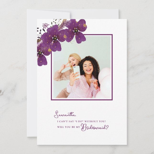 Convites Floral Você Será Minha Proposta De Bridesmaid Foto (Frente)