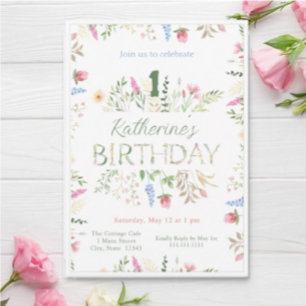 Convites Floral Watercolor Alphabet ABC Aniversário