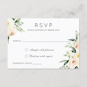Convites Floral Watercolor Blush Peach Verde Moderno
