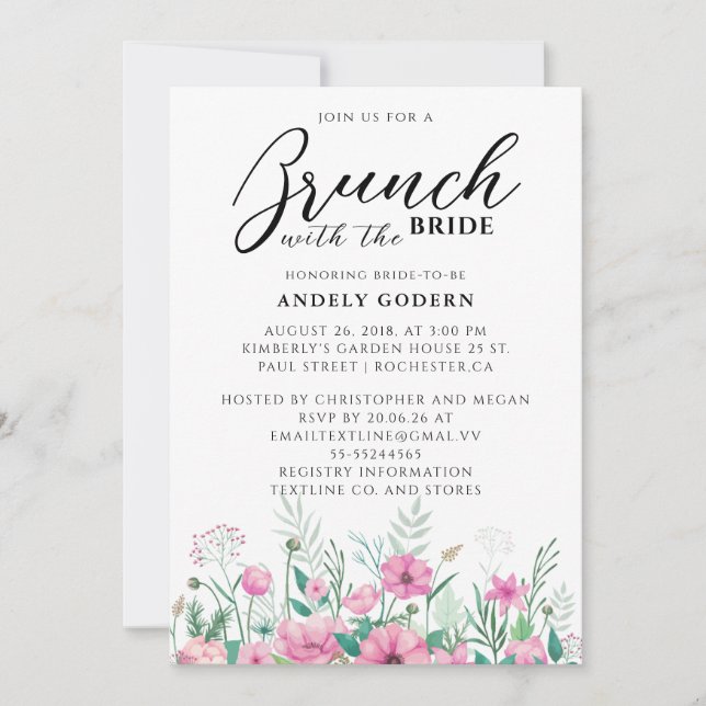 Convites Floral Watercolor Bridal Shower (Frente)