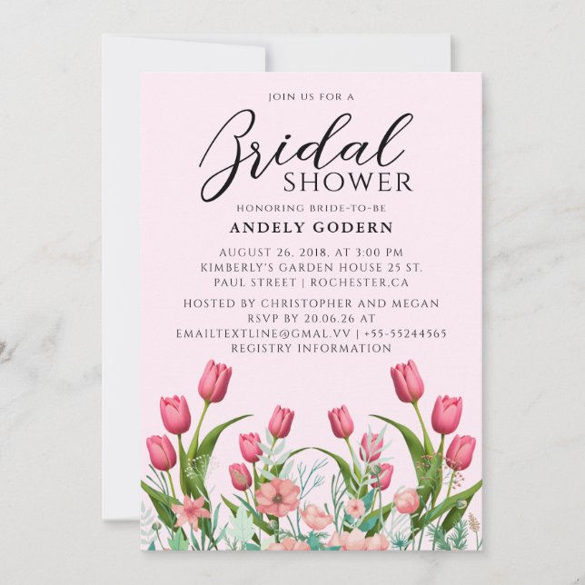 Convites Floral Watercolor Bridal Shower (Frente)