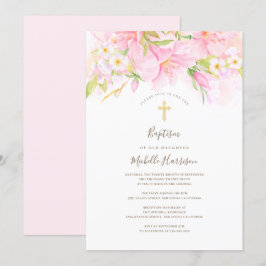 Convites Floral Watercolor Delicada Menina Rosa Esbranquiça