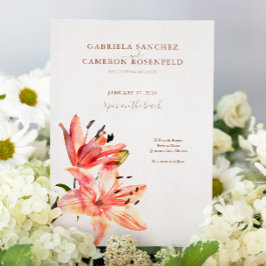 Convites Floral Watercolor Lillies Terracotta