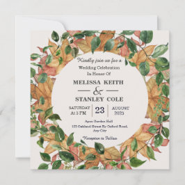 Convites Floral Watercolor Orange Greenery Casamento