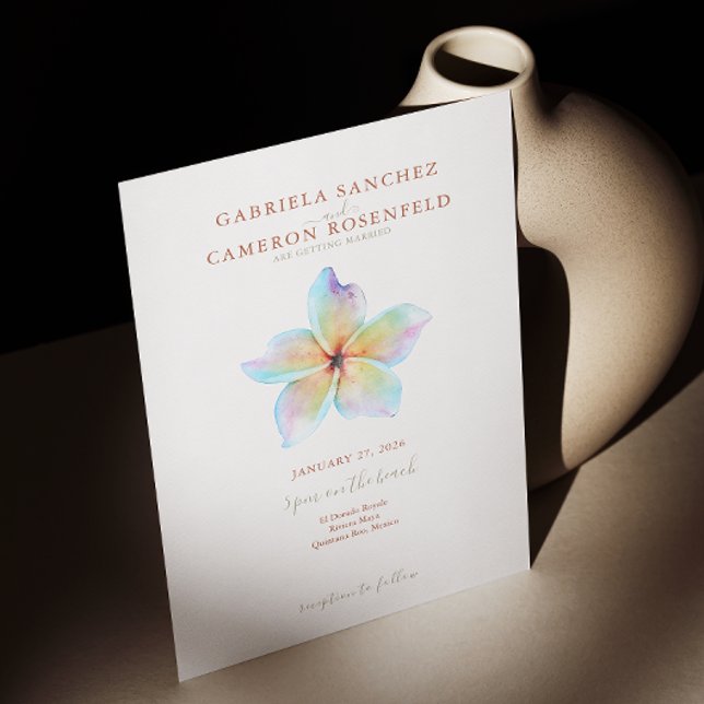 Convites Floral Watercolor Plumeria Terracotta Wedding (Criador carregado)