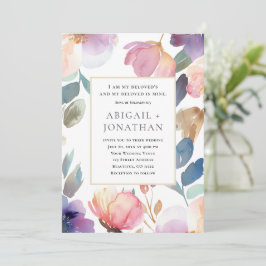 Convites Floral Watercolor Song of Solomon Bíblia Wedding