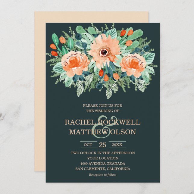 Convites Floral Watercolor Wedding (Frente/Verso)