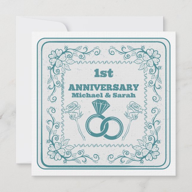 Convites Floral wedding Anniversary Customizable year (Frente)