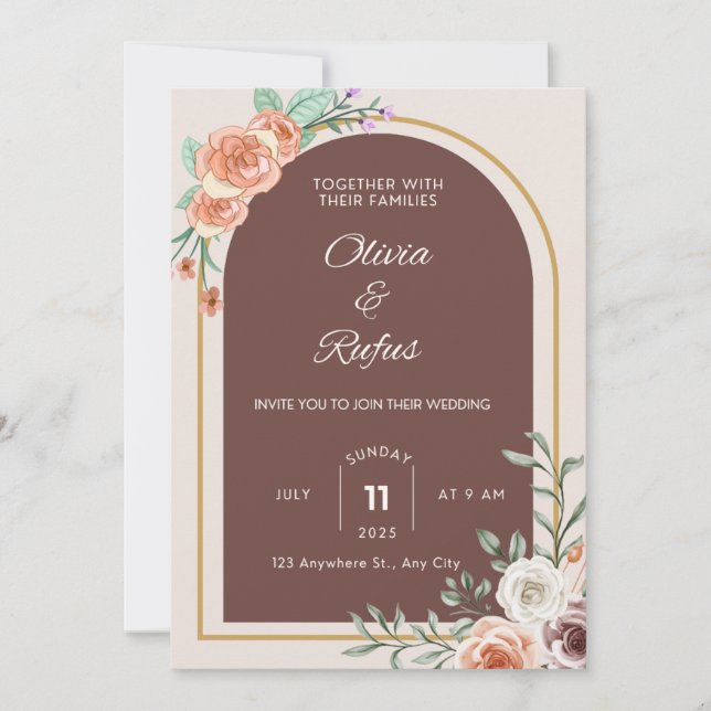 Convites Floral wedding invitation  (Frente)