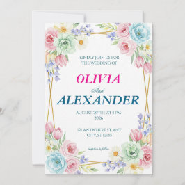 Convites Floral Wedding Invitations Colorful Spring