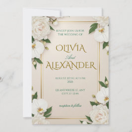 Convites Floral Wedding Invitations Luxurious White