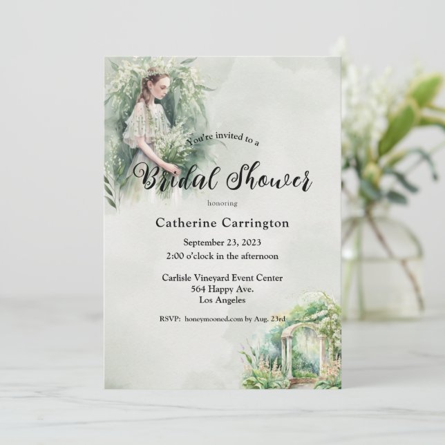 Convites Floral Wedding Lillies do Vale do Chá de panela (Em pé/Frente)