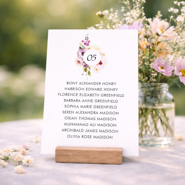 Convites Floral Wedding Seating Chart Table Sign (Criador carregado)