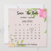 Floral Wedding The Date Flat Card