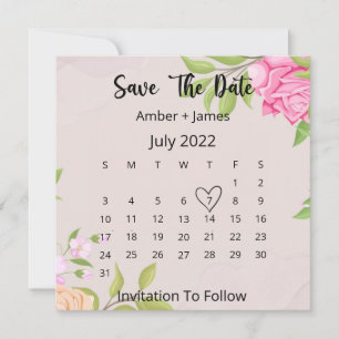 Convites Floral Wedding The Date Flat Card