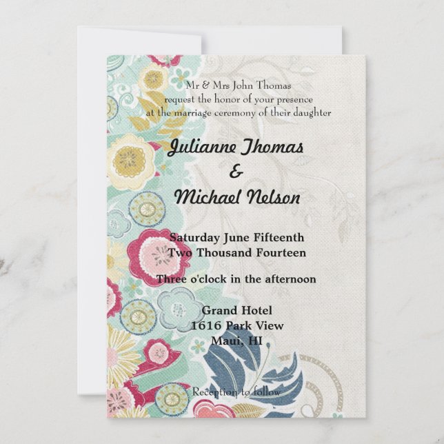 Convites Floral Whimsy Wedding (Frente)