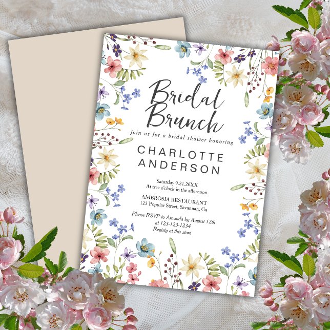 Convites Floral Wildflower Chá de panela Bridal Brunch (Criador carregado)