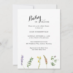 Convites Floral Wildflower Girl Baby in Bloom