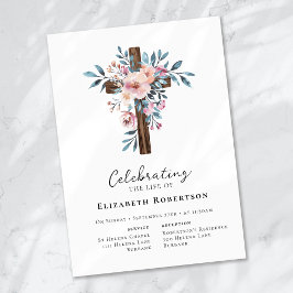 Convites Floral Wooden Cross Funeral