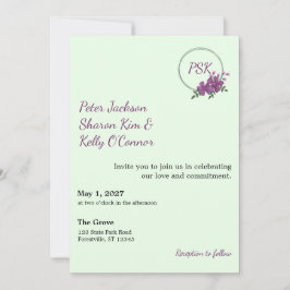 Convites Floral Wreath Throuple Invitation