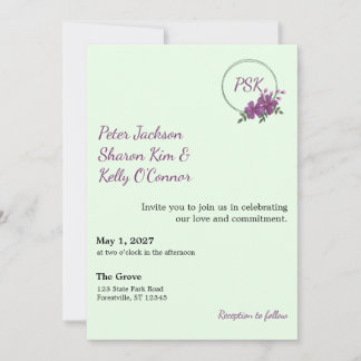 Convites Floral Wreath Throuple Invitation