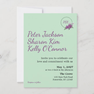 Convites Floral Wreath Triad Wedding Invitation